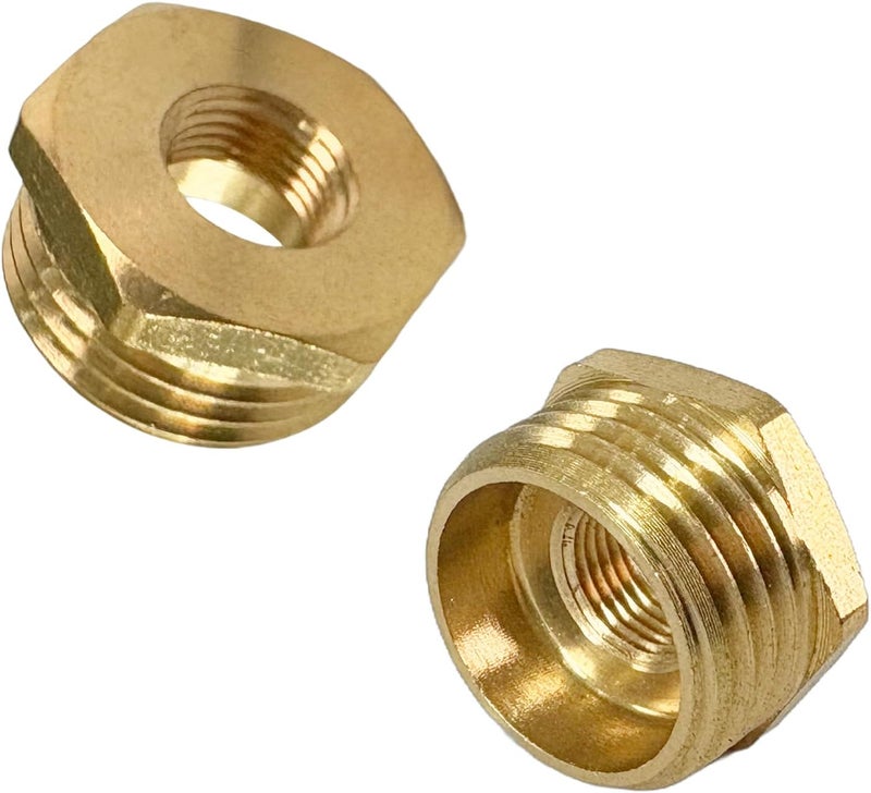 JENSWILL 1/2" NPT Male x 1/8" NPT Female Brass Reducer Hex Bushing Threaded Pipe Fitting Reducing Adapter Pack of 2 - Image 1